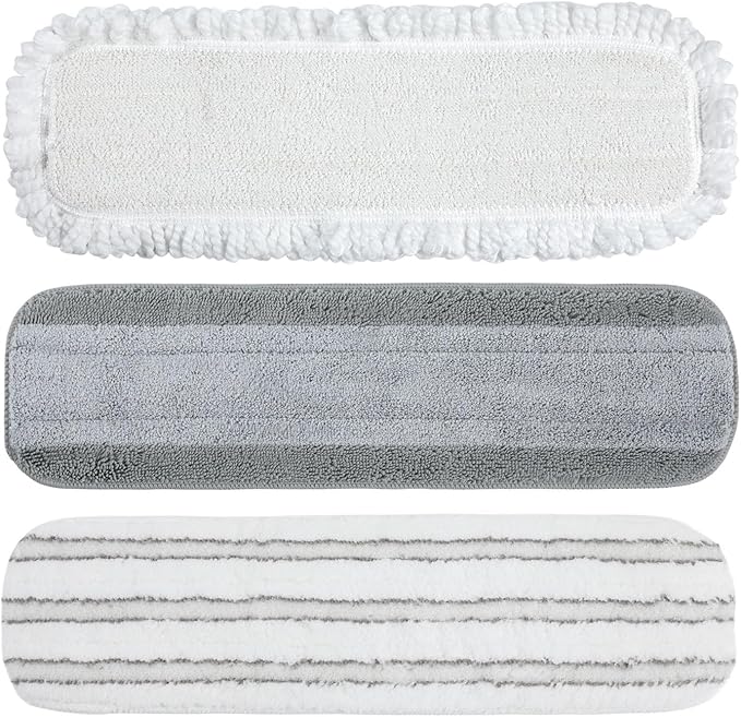 Quick Shine All-in-One Mop Kit 3 Pack Refill Microfiber Pads, 1 ea. of The Clean+Dust, Clean+Polish and Wet+Dry Pads