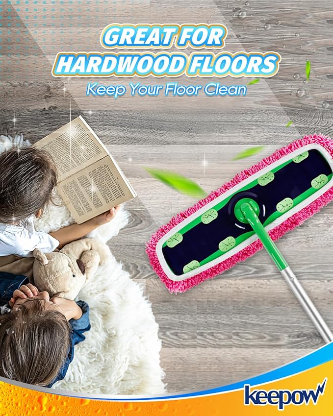 Reusable Microfiber Mop Pads for Swiffer - 2 Pack Pink XL Dry Sweeping Cloths & XL Wet Pads Refills - Heavy Duty Mopping Cloths for Floor Mopping and Sweeping