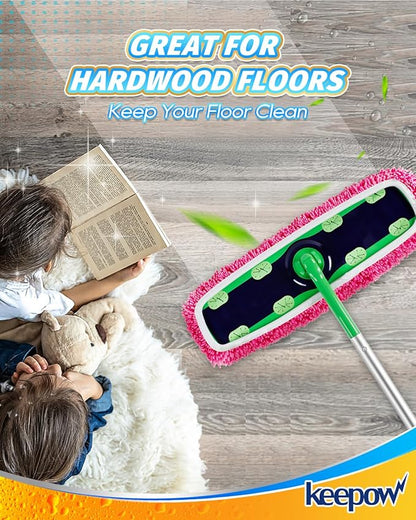 Microfiber Mop Pads for Swiffer XL Mops Reusable Wet and Dry Mopping Cloths Compatible with Swiffer Sweeper XL,4 Pack Pink Washable XL Mop Refill Replacement for All Hardwood Dry & Wet Cleaning