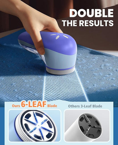 POPCHOSE Fabric Shaver, Lint Remover for Clothes, Electric Lint Shaver with 6-Leaf Blades, Sweater Shavers to Remove Pilling for Clothing, Couch, Furniture, Fuzz, Lint Ball, Bobbles, Bluish-Purple