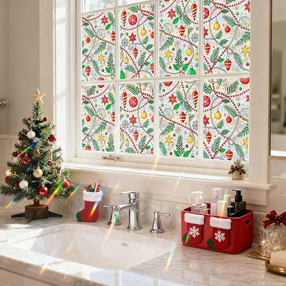 Rainbow Window Privacy Film,Heat Control,UV Blocking,Anti-Glare,Day & Night Privacy Protection & Decoration for Home, Bathroom,Glass Door,Static Cling,Renter-Friendly with Installation Tools