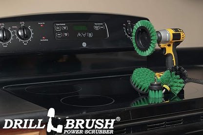 Drillbrush Green – Drill Power Kitchen Scrub Brush Kit – Oven Cleaning Drillbrush Attachment – Drill Scrubber Attachment for Dishes – Stove Cleaning Brush for Drill