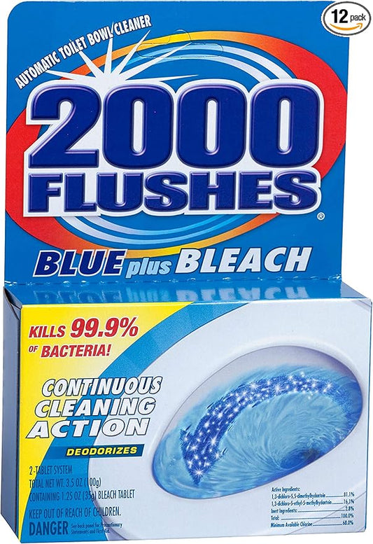 2000 FLUSHES-208017 Blue Plus Bleach Automatic Toilet Bowl Cleaner, 3.5 OZ ( Pack Of 12 )