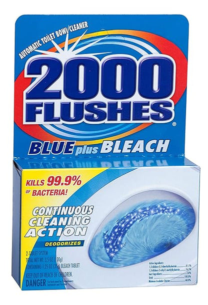 2000 FLUSHES 208082 Blue Plus Bleach Automatic Toilet Bowl Cleaner Twin-Pack, 3.5 OZ, [PACK OF 6]
