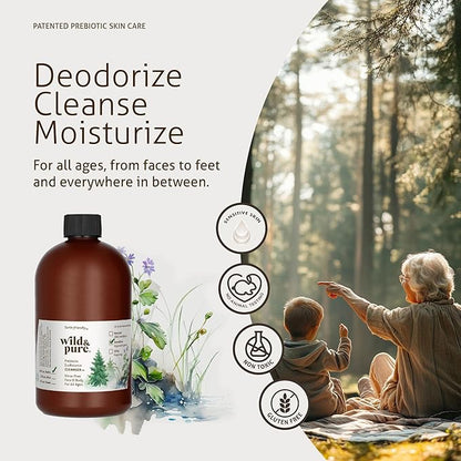 Wild & Pure Sensitive Skin Body Wash Refill (18oz) for Foamers/Spray | Cleanser, Deodorizer, Moisturizer for Face, Hands, Body | pH-Balanced, Microbiome-Friendly | EcoBalance Refillable Skincare