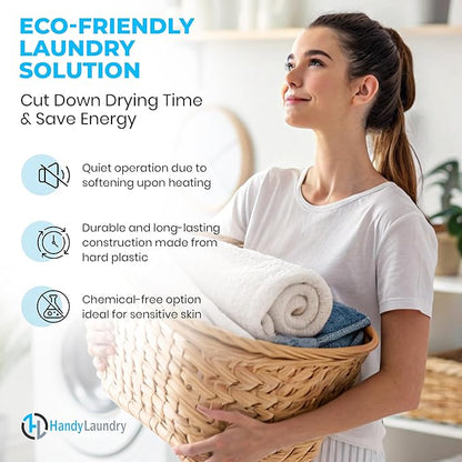 Handy Laundry Reusable Laundry Dryer Balls - A Natural Alternative to Fabric Softener, Reduce Drying Time and Save on Energy, Soft Fluffy Clothes, Fewer Wrinkles, Less Static Cling (Pack of 4)