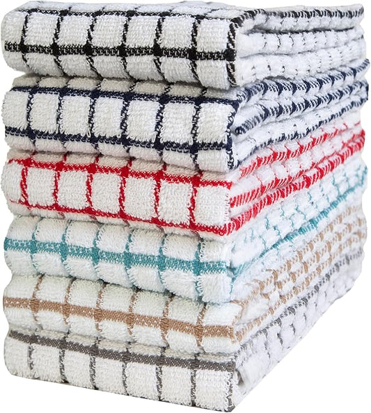 Bumble Kitchen Towels (6 Pack) | 16” x 28” | 100% Cotton Kitchen Towels | 385 GSM | Soft, Highly Absorbent & Durable Dish Towels for Kitchen | Multicoloured Checked
