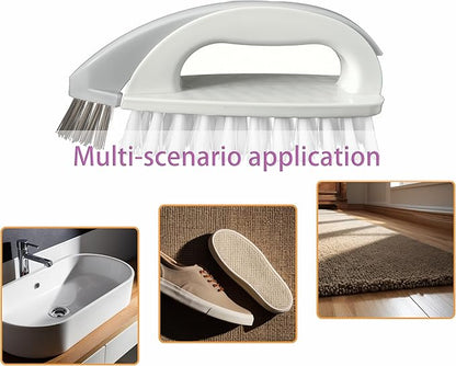 Detachable Cleaning Brush Handheld Brush Gap Brush Stiff Heavy-Duty Scrub Brush for Tile,Carpet,Bathroom Tubs,Grout,Blinds,Carpet,Shoes,Kitchen Sink (Cream)
