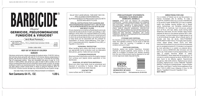 BARBICIDE Half Gallon Disinfectant Concentrate – 2 Pack | EPA-Registered, Hospital-Grade Germicide for Salons & Barbershops | Anti-Rust Solution for Shears, Combs & Professional Tools