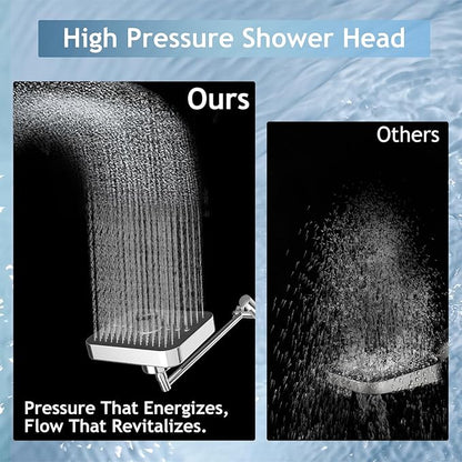 High Pressure Rainfall & Handheld Shower Head Combo, 3-Spray Fixed Showerhead and 6 Sprays Hand Held with 6ft Stainless Steel Hose and Adjustable Extension Arm (Silver black)