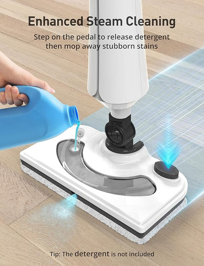 Steam Mops for Floor Cleaning, 1300W Floor Steamer with Detergent Chamber, 25S Heat Up, Lightweight Steamer for Cleaning with 2 Washable Pads, Safe for Tiles, Upholstery, Carpet, Hardwood