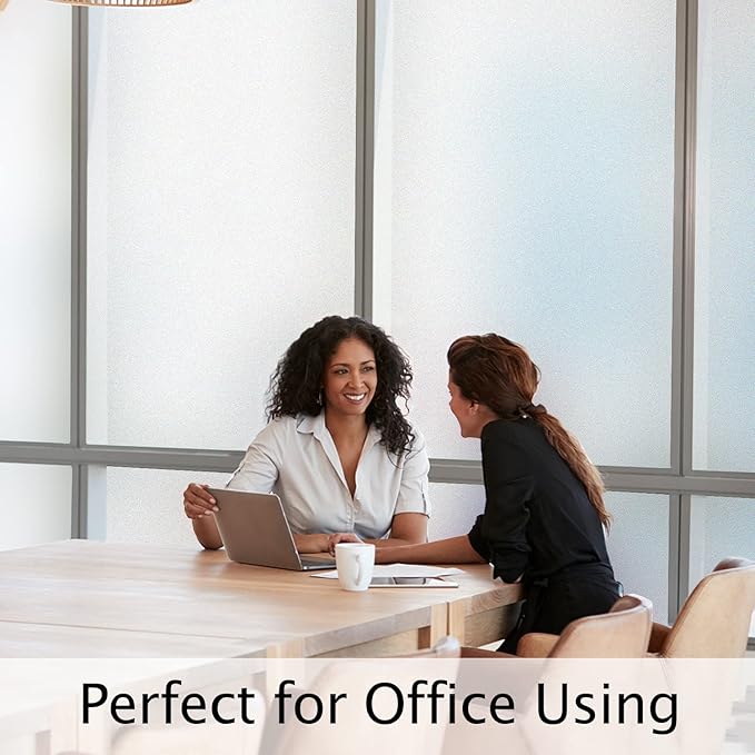 HIDBEA Frosted Window Privacy Film Heat Control UV Blocking, Static Cling Non-Adhesive Reusable Door coverings for Bathroom Home Office (Frosted, 35.4 Inch x 6.5 Feet)