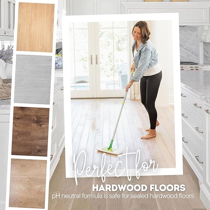 Quick Shine Hardwood Floor Clean + Polish Mop Kit w/ 3 Reusable Pads & 1-16 oz. Floor Luster w/Plant-Derived Carnauba | Use Wet + Dry | Safer Choice pH Neutral Ready to Use Formula