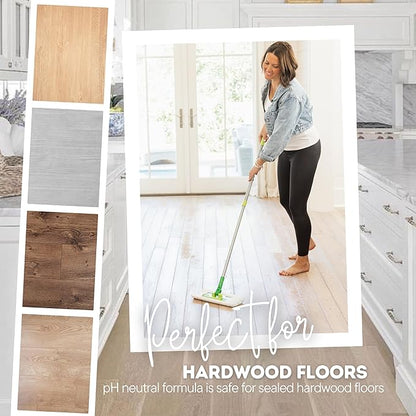 Quick Shine Hardwood Floor Clean + Polish Mop Kit w/ 3 Reusable Pads & 1-16 oz. Floor Luster w/Plant-Derived Carnauba | Use Wet + Dry | Safer Choice pH Neutral Ready to Use Formula