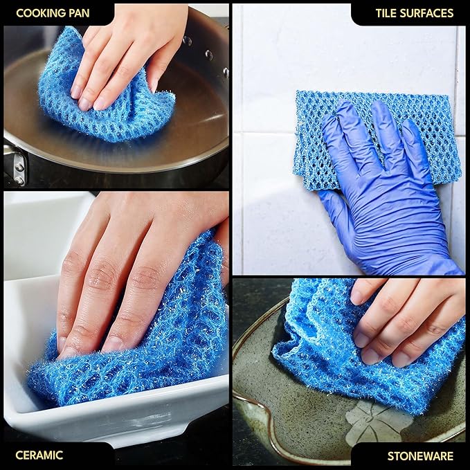 Non Scratch Dish Scrubbers for Cleaning Dishes (1PK) - Reusable Kitchen Sponge - Replace Dish Sponges for Washing Dishes - Best Household Scrubbing Pad & Alternative Dishwashing Scrub Pads Supplies