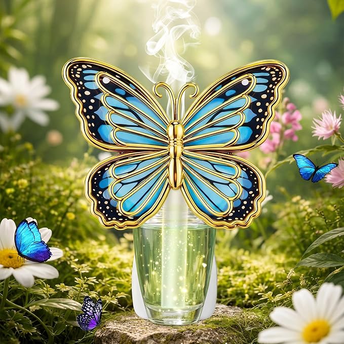 Hohean Wall Fragrance Plug in Compatible with Bath and Body Works WallFlower, Scent Diffuser with Night Light, ETL Certified, Long Lasting Scented Warmer Diffuser Home Office(Blue Butterfly)