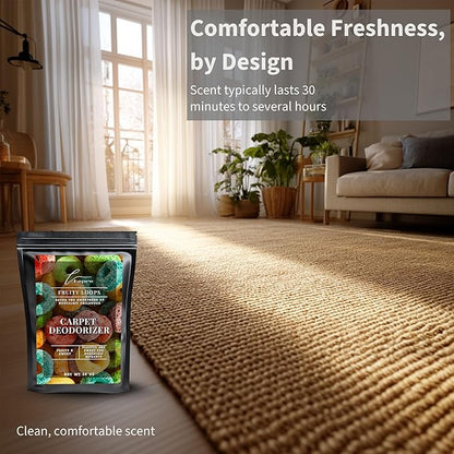 Lapew Fruity Loops Carpet Deodorizer Powder - Pet Safe Freshener for Vacuuming | Scented Odor Eliminator for Home | 36 oz