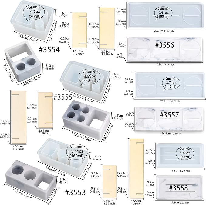 Toothbrush Holder Epoxy Resin Silicone Molds Set for Cement Concrete Polymer Clay Bathroom Storage Organizer Tray 6-Count