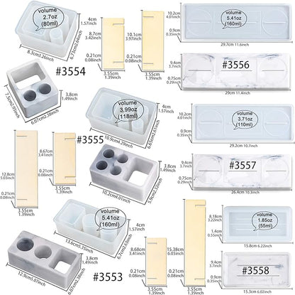 Toothbrush Holder Epoxy Resin Silicone Molds Set for Cement Concrete Polymer Clay Bathroom Storage Organizer Tray 6-Count