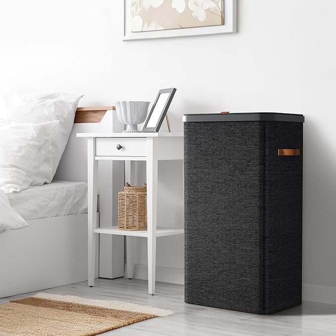 Sorbus Laundry Hamper with Lid - Collapsible Fabric Laundry Basket with Handles and Removable Laundry Bag – 26.5 Gallon (100 L) Dirty Clothes Hamper for Bedroom, bathroom and dorm (Black)