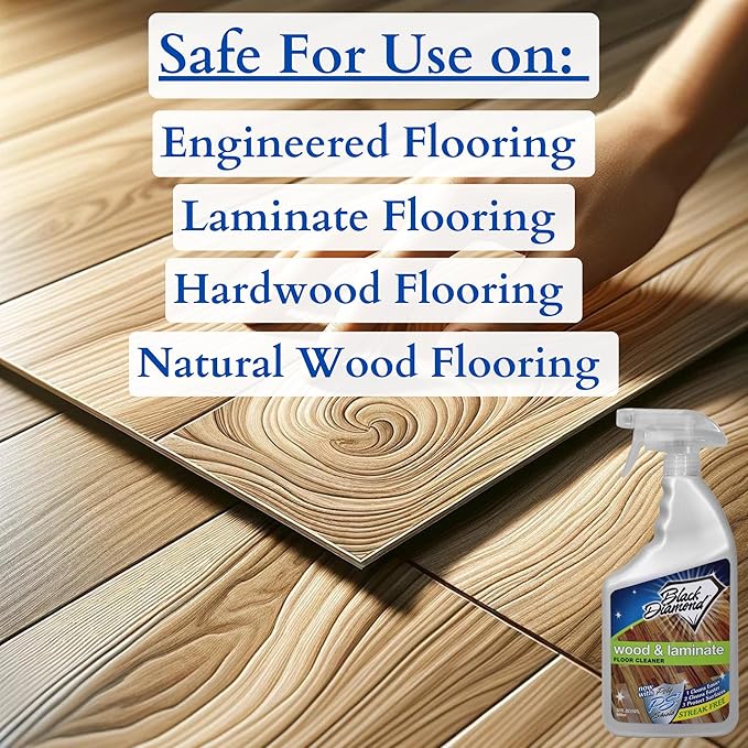 Black Diamond Stoneworks Wood, Laminate, Hardwood & Luxury Vinyl Floor Cleaner Spray – Multi-Purpose Mopping Solution for a Streak-Free Clean s (160 FL Oz)