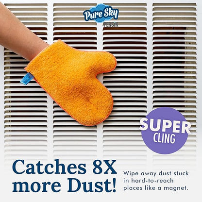 persik Pure-Sky Microfiber Glove Dusting Mitt - Just Add Water No Detergents Needed - Ultra Microfiber Cleaning Cloth Glove - Use for Cleaning Furniture, Home - 2 Pack