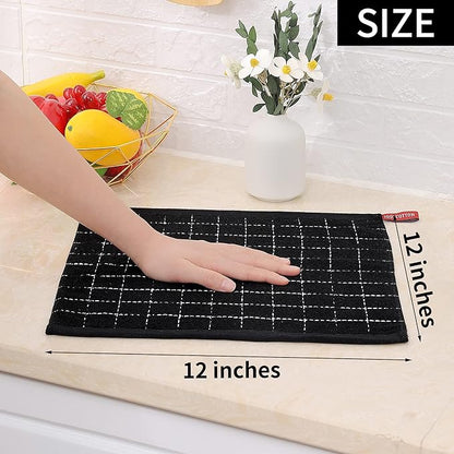 Homaxy 100% Cotton Terry Kitchen Dish Cloths, Ultra Soft and Absorbent Dish Towels for Kitchen, Suitable for Drying and Washing Dishes, 6 Pack, 12 x 12 Inches, Black