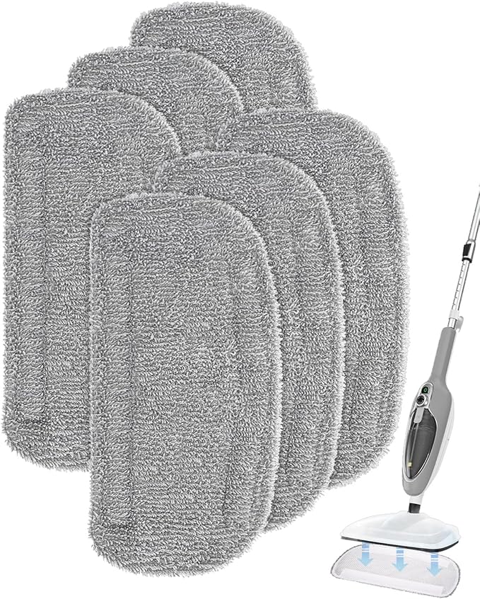 Steam Mop Pads Compatible with GorFanty Steam Mop GF-6610B/GF-6610, Replacement Steam Pads Compatible with Neugo NE033/NE033M & Mxnsewr Steam Mop, Steam Replacement Pads -6 Pack, Grey