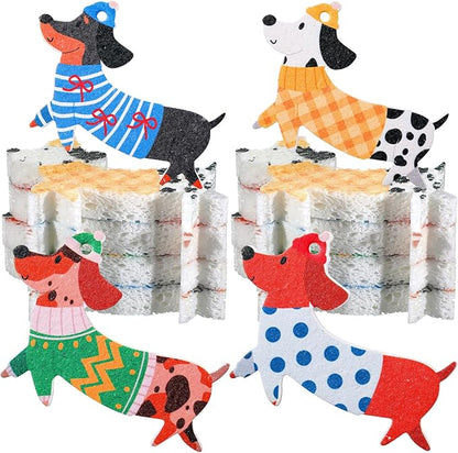 8 Pcs Christmas Sponges Dish Sponges, Cute Kitchen Scrub Sponge, Dual-Sided Dishwashing Sponge Reusable Cleaning for Kitchen Dishes Furniture(Dog)