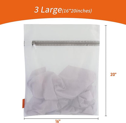 Polecasa 3Pcs Extra Durable Mesh Laundry Bags with Sturdy Zipper for Delicates 16 x 20 Inches(3 Large)