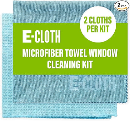 E-Cloth Microfiber Window Cleaning Cloth Kit - Glass Cleaning Cloth for Windows, Mirrors, Cars, Lenses, Eyeglasses, & More, Streak Free Clean, Machine Washable Reusable Towel - Alaskan Blue