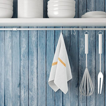 60 PC New Cotton Blend White Restaurant Bar Mops Kitchen Towels (5 Dozen) (60, Gold Stripe)