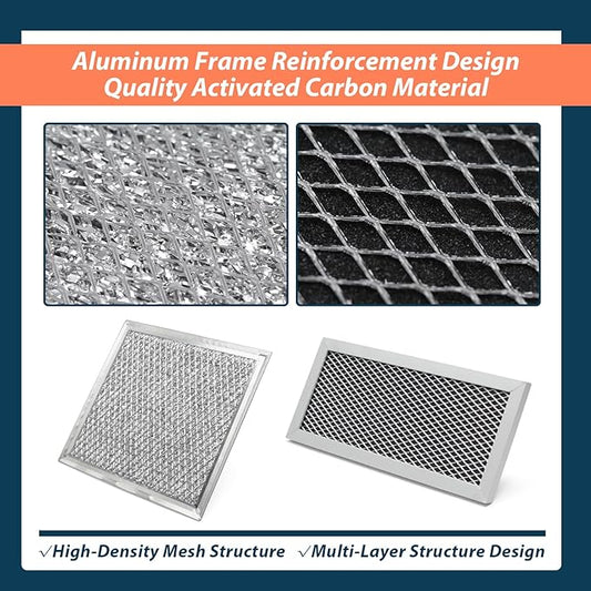 Microwave Oven Charcoal and Grease Filter Kit Replacement for Samsung Model ME19R7041FS ME19R7041FS/AA ME19R7041FT ME19R7041FT/AA ME19R7041FB ME19R7041FB/AA