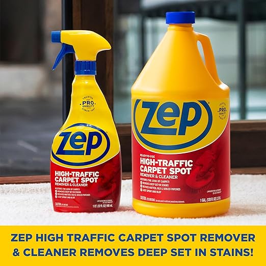 Zep High-Traffic Carpet Spot Remover 1 Gal (1 Unit) & Carpet Shampoo Concentrate 1 Gal (1 Unit) ECBD011- Complete Carpet Care Made Easy With Stain Treatment & Deep Carpet Shampoo Cleaner