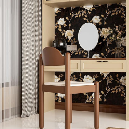 Laatse Black Golden Floral Peel and Stick Wallpaper Flowers Contact Paper 17.5" x 197" Self Adhesive Waterproof Vintage Dark Floral Wall Paper for Shelf Liner Cabinet Decor