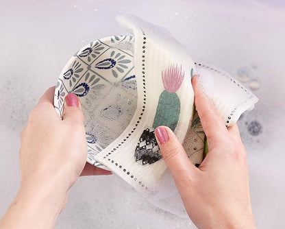 DII Swedish Dishcloths for Kitchen & Cleaning, Reusable, Machine Washable & Dishwasher Safe, Biodegradable, 7.75 x 6.75, Succulents, 3 Piece