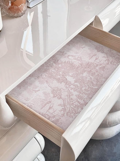 Heroad Peel and Stick Wallpaper Pink and White Vintage Forest Animals Floral Wallpaper Removable Self-Adhesive Contact Paper for Bedroom Living Room Cabinets Decoration Thicken Vinyl 17.3" x 393"