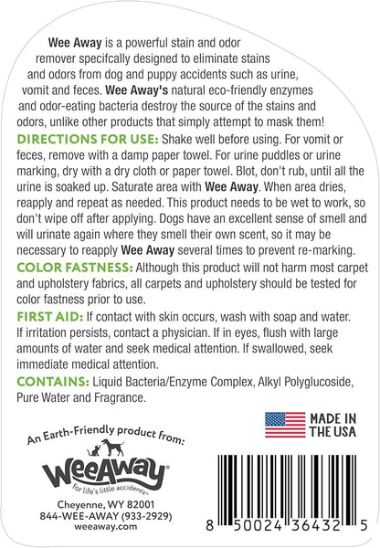 Wee Away X2 Ultra-Concentrated Stain & Strong Odor Eliminator, Enzyme Cleaner, Pet Odor Eliminator for Home - Dog Urine Destroyer - Carpet Cleaner Spray, Green Tea Scent, 16 fl oz