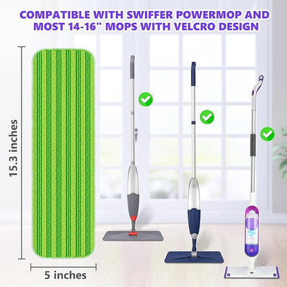 Reusable Mop Pads Compatible with Swiffer PowerMop, Microfiber Mop Pads Refills Mop Heads Replacement for Swiffer Mop Spray Mop Floor Mop, Washable Reusable Floor Mopping Refills, 6 Pack