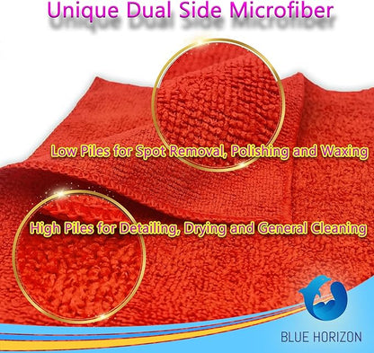 Red Microfiber Cleaning Towels, 3 Dozen Dual-Sided Cleaning Cloths Bulk Pack, Ultra Soft Plush Wash-Cloths, Micro-fiber Detailing Cleaning Cloths for Car, Household and Commercial (Red, 16" x 16")