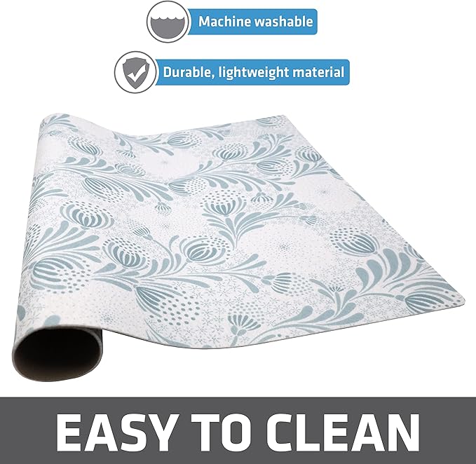 Drymate Jumbo XL Dish Drying Mat (19”x24”), Low-Profile, Super Absorbent, Quick Dry Fabric, Waterproof & Slip-Resistant, for Kitchen Counter, Trimmable, Easy to Clean (USA Made)(Light Blue)