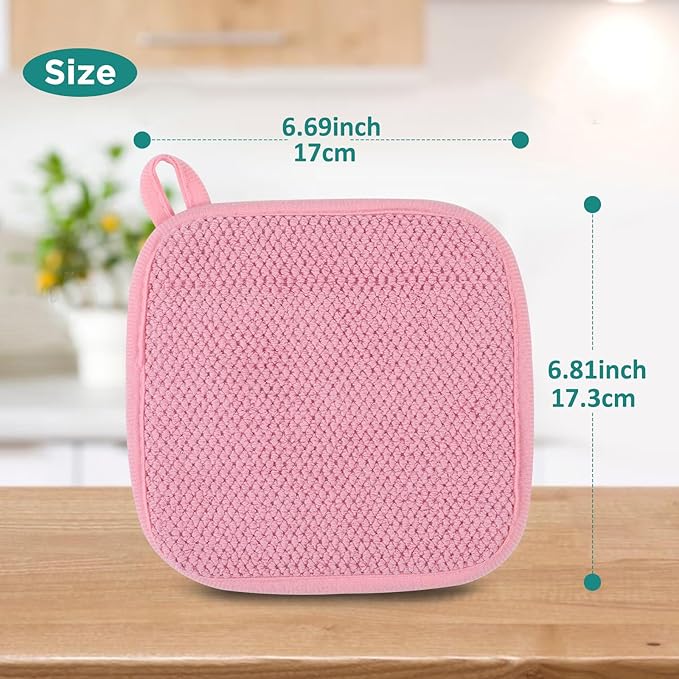 GeeRic Microfiber Dish Drying Mat, Super Absorbent Kitchen Dish Drying Pad, Reversible for Countertop, 7*7 inch Pink