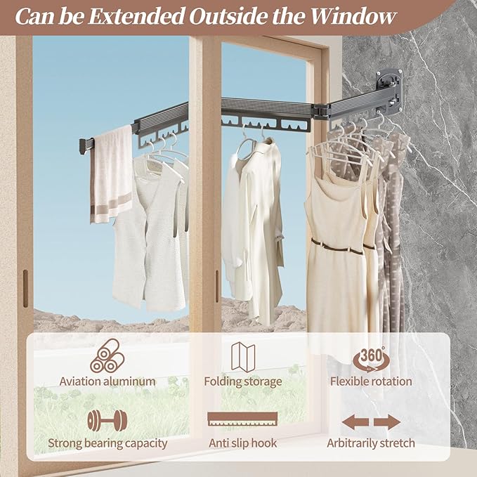 The Gospel of Tiny Homes!Clothes Drying Racks Wall Mounted,Foldable,Space-Saving Laundry Solution for Apartments and Bathrooms,Durable Metal Design (Gray)