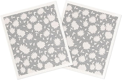 MÜkitchen Premium Eco Sponge Dish Cloth | Highly-Absorbent Kitchen Cloth for Cleaning and Drying Dishes | Machine Washable and Reusable | Set of 2 | (Aster Grey)