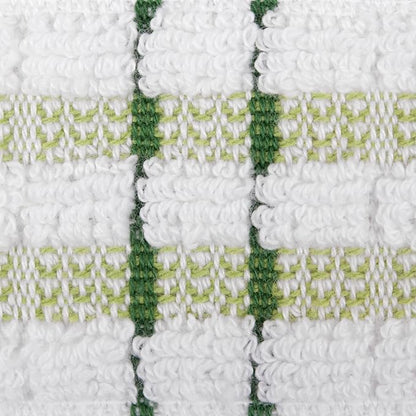 Ritz Royale Collection 100% Combed Terry Cotton, Highly Absorbent, Oversized Checked Kitchen Towel Set, 28" x 18", 2-Pack, Cactus Green