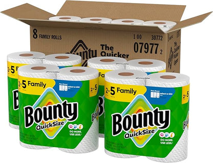 Bounty Quick Size Paper Towels, White, 8 Family Rolls