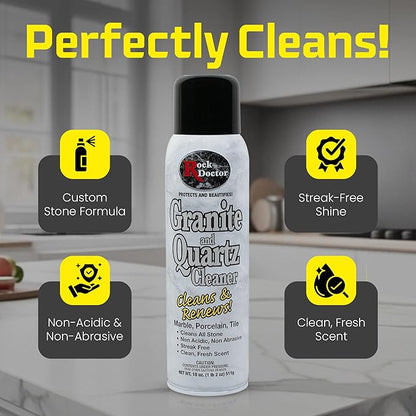 Rock Doctor Granite Cleaner, Cleans& Renews Surfaces, Granite/Marble Countertop Cleaner, Cleaning Spray for Vanity, Table Top, Kitchen Counters, Stone Surfaces 18 Fl Oz Pack of 2