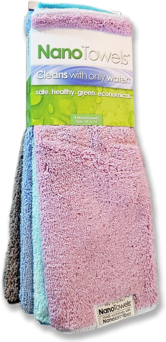Multi-Color- The Amazing Eco Cloth That Cleans Virtually Any Surface with Only Water. No More Paper Towels Or Toxic Chemicals. 4-Pack (14x14, Multi-Color Pack)