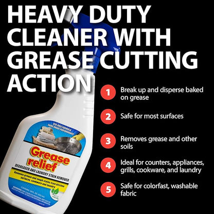 Degreaser and Laundry Stain Remover - Heavy Duty Kitchen Cleaner Spray/All Purpose Degreaser for Stove Top, Oven, Grill, Car, Soil & Cloth Stains (2 Pack) (524919)