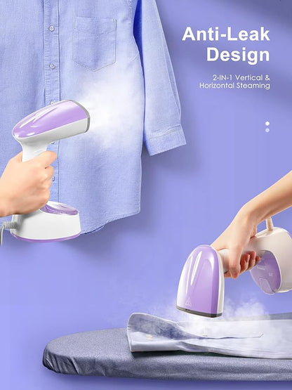 Reemix Steamer for Clothes, Folding Handheld Design Garment Wrinkles Remover, 20g/min Strong Penetrating Steam, 25-Sec Fast Heat-up, for Home, Office and Travel (Pink)